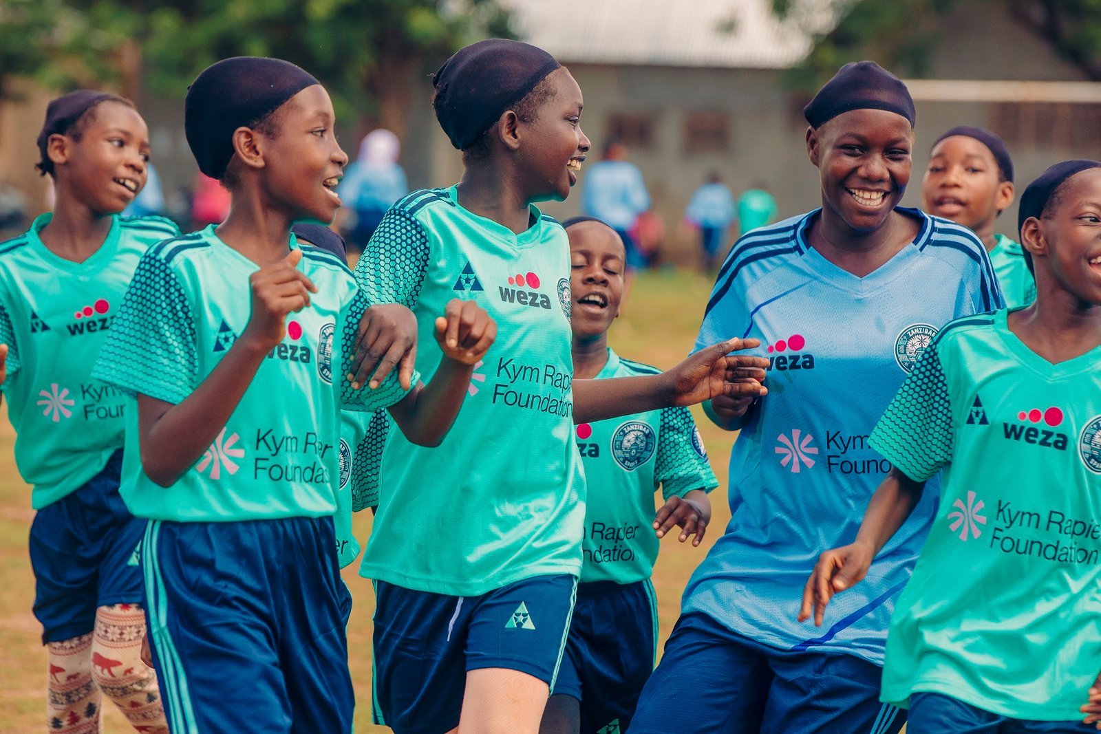 Girls running joyfully